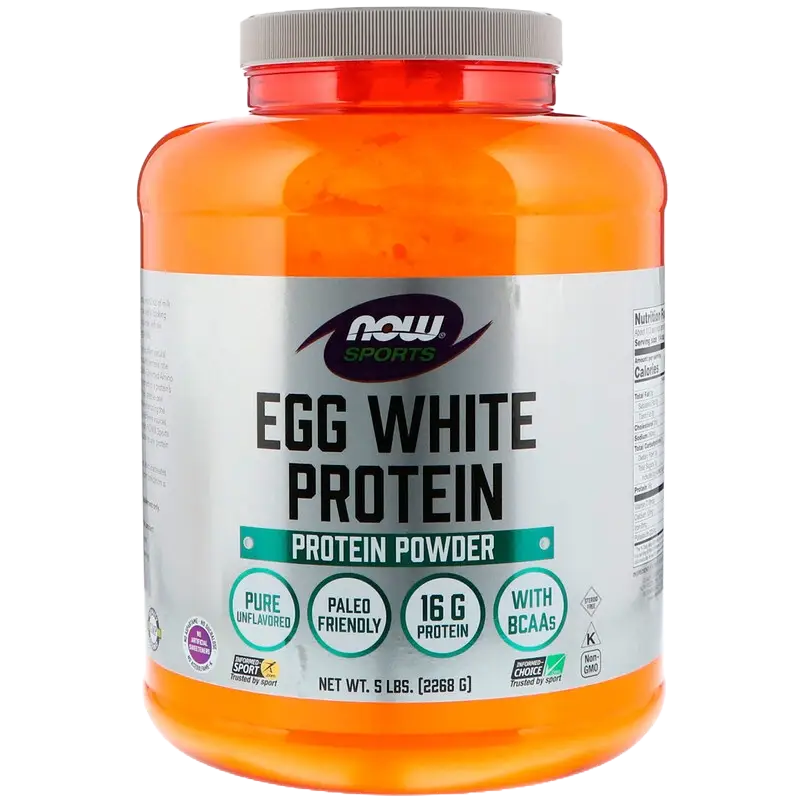 a tube of NOW Sports Egg White Protein